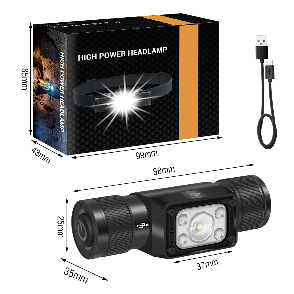 BORUiT HP350 LED Headlamp Emergency Lantern Camping Fishing Powerful Head Torch