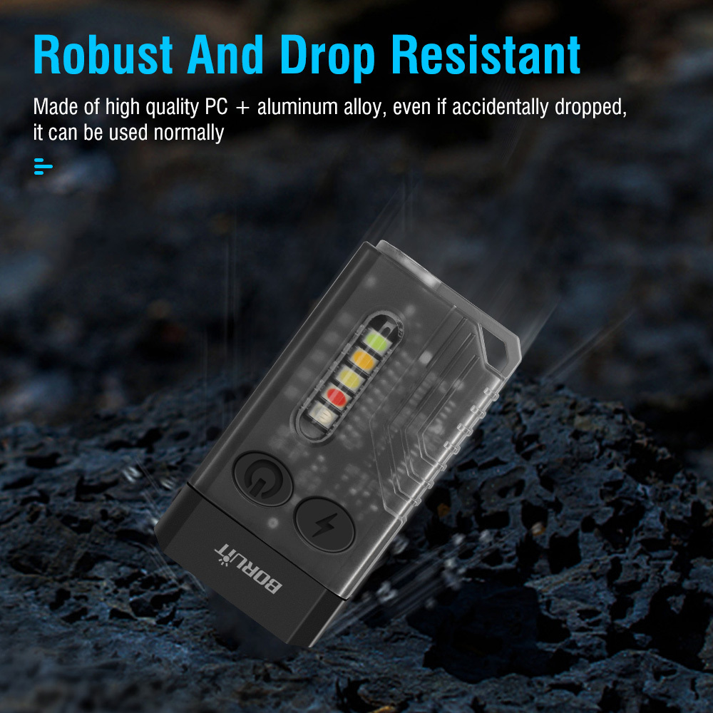 BORUiT V10L 1000LM Mini Keychain Flashlight with Red Laser Type-C Charging