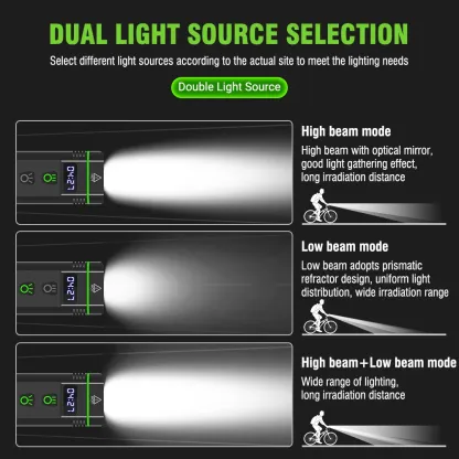 BORUiT L15 bike light Type-C Rechargeable Bicycle Front Light MTB Bicycle Head Lights Cycling Safety Lamp for Night Riding