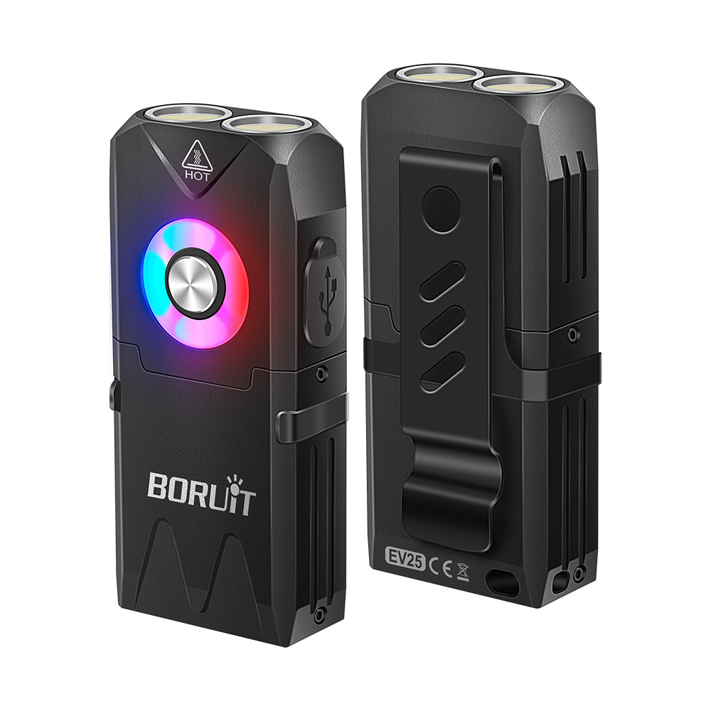 BORUIT EV25 Keychain Flashlight, 650LM, USB-C, IP66 Waterproof
