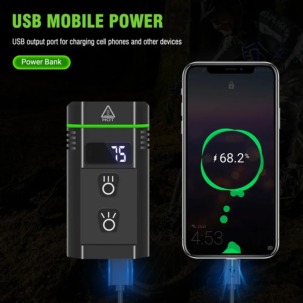 BORUiT L15 bike light Type-C Rechargeable Bicycle Front Light MTB Bicycle Head Lights Cycling Safety Lamp for Night Riding