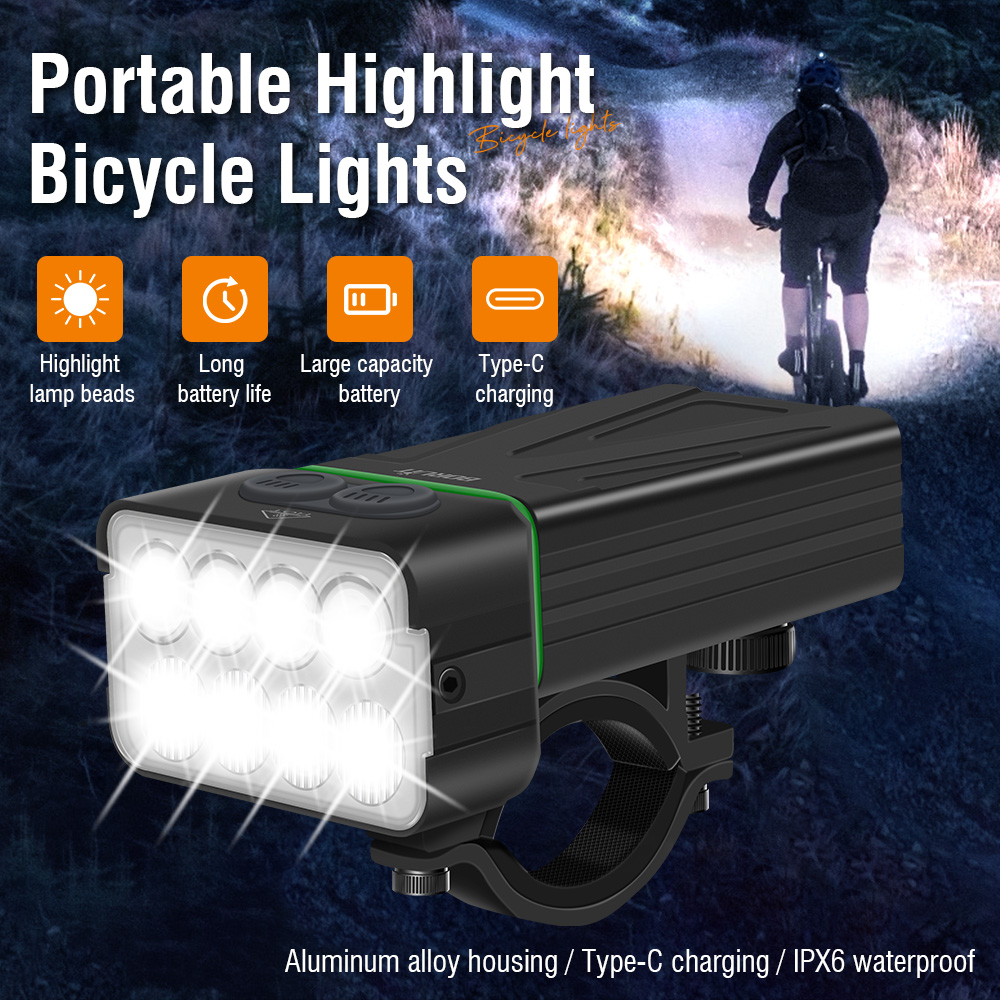 BORUiT L13 Super Bright Bike Front Light 900 LM Type-C Rechargeable Bicycle Lights