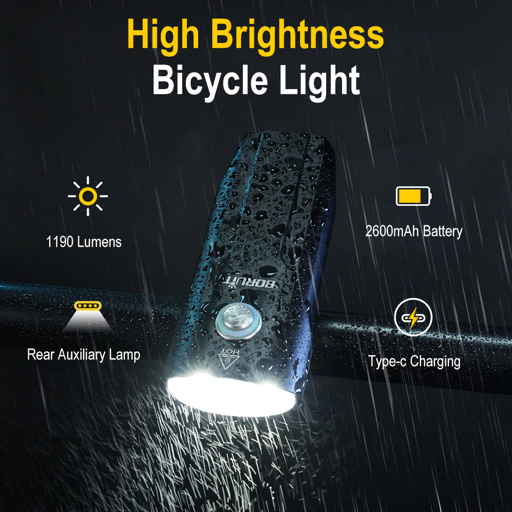 BORUiT LD14 Super Bright Two-Lamp Bicycle Light Aluminum Alloy High and Low Beam Switch