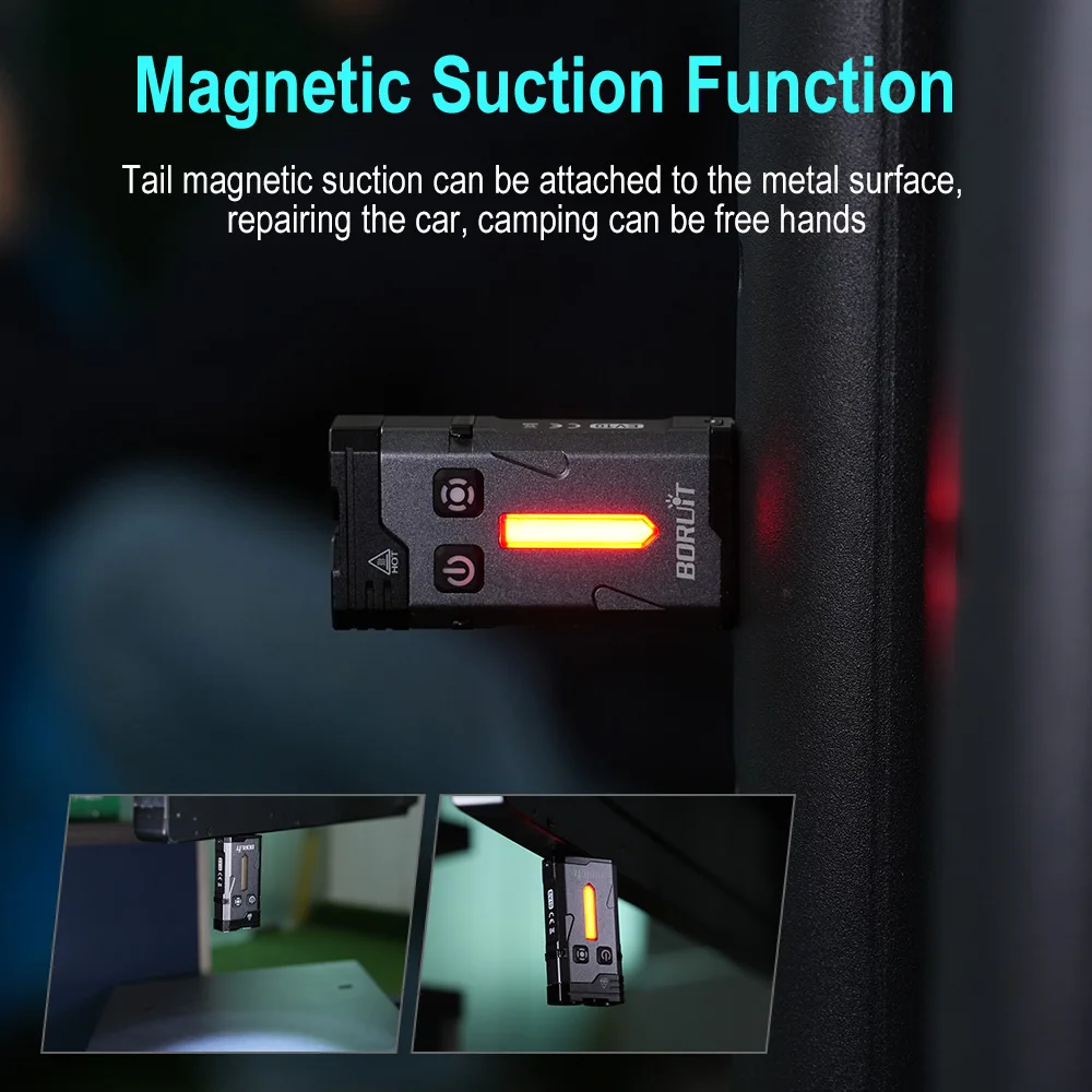 BORUiT EV10 LED Keychain EDC Flashlight Magnet Work Light