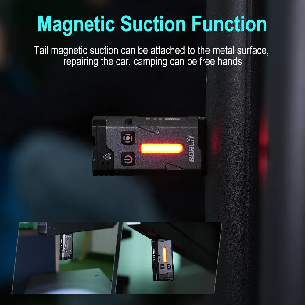 BORUiT EV10 LED Keychain EDC Flashlight Magnet Work Light