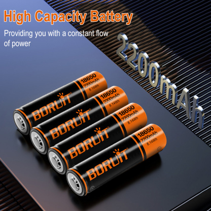 BORUiT High-Performance 18650 Lithium-Ion 2200mah Battery