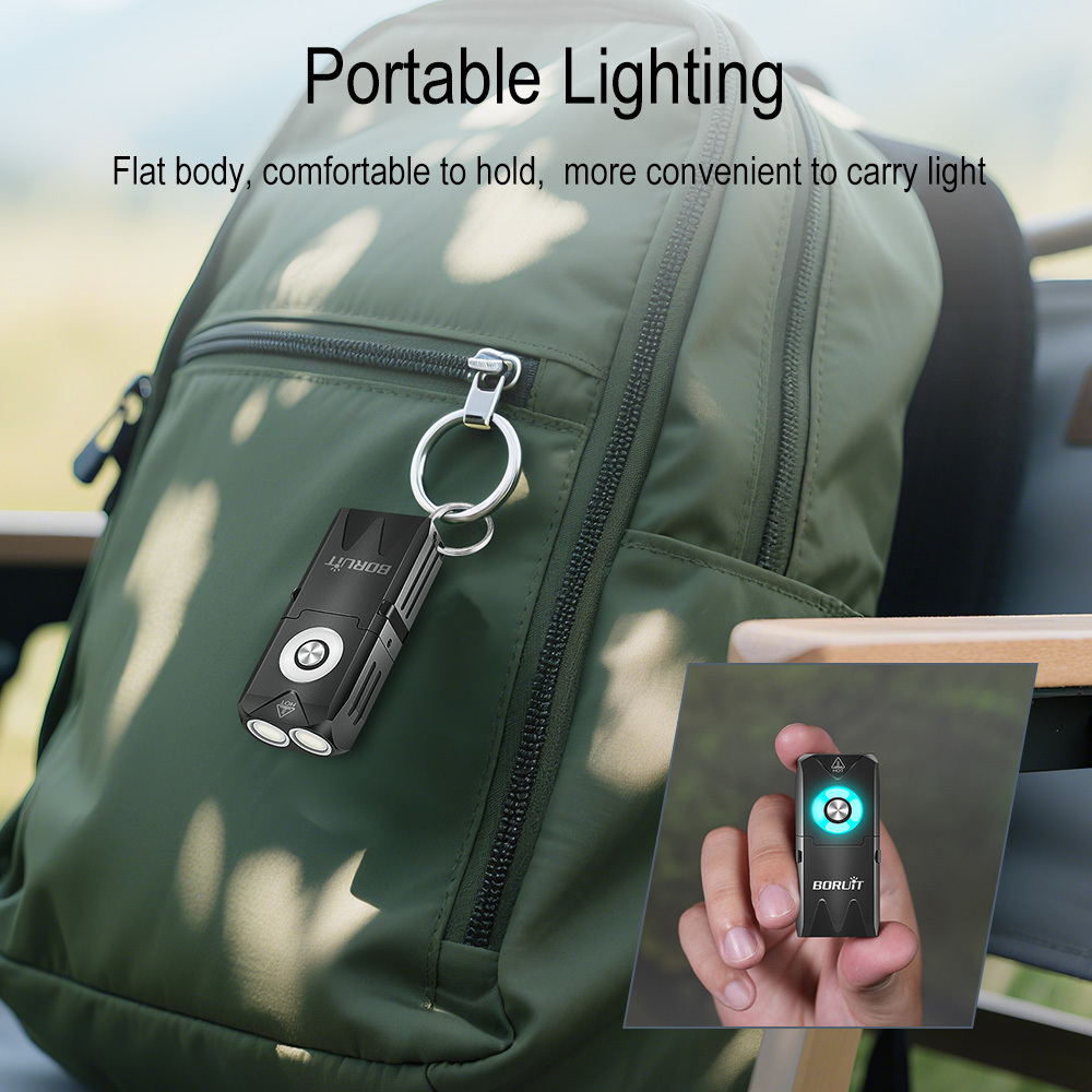BORUIT EV25 Keychain Flashlight, 650LM, USB-C, IP66 Waterproof