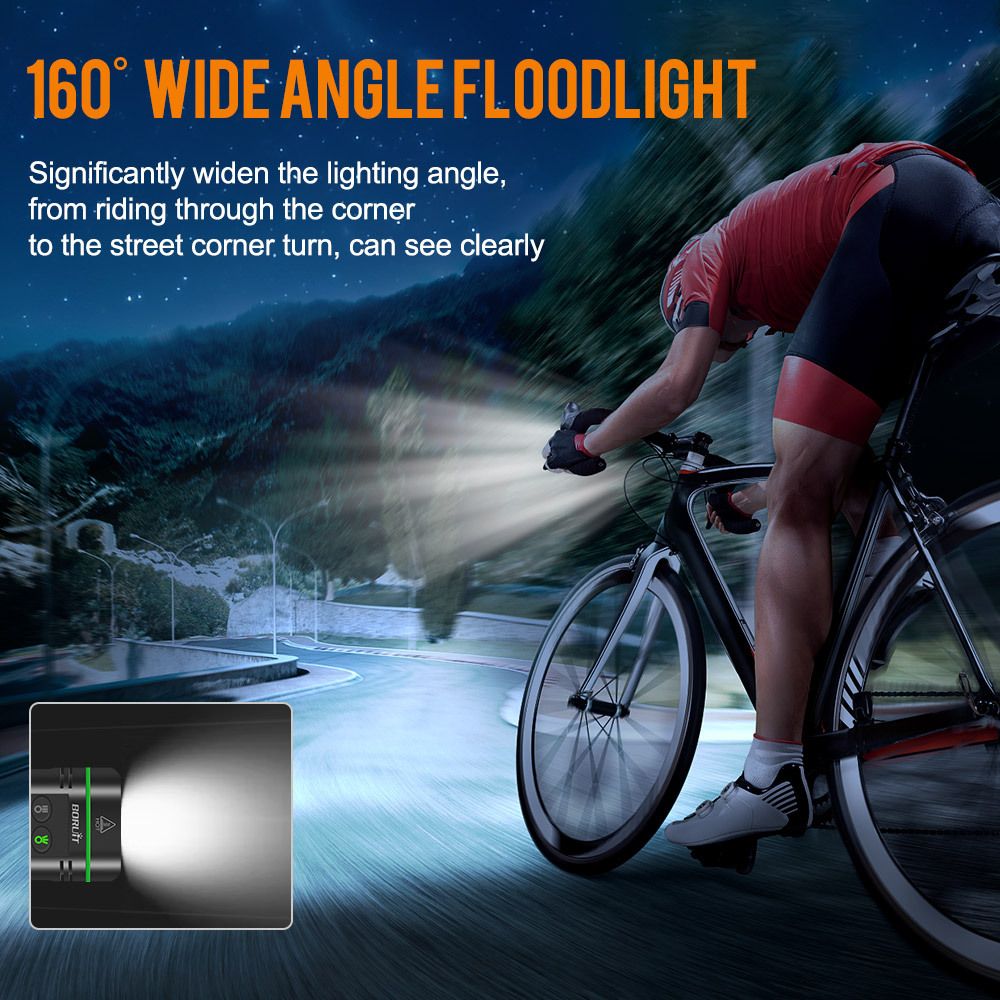 BORUiT L5 8-LED High-Brightness Bike Front Light Type-C IP67 Waterproof Bicycle Light