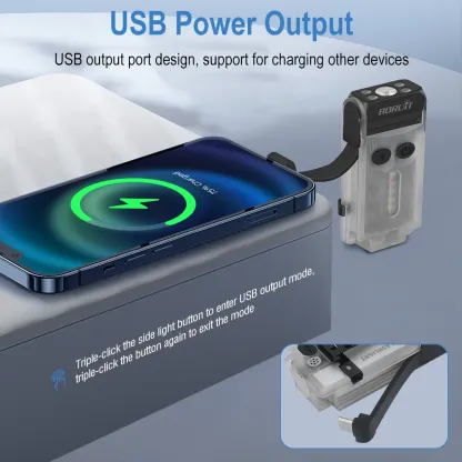 BORUiT V30 EDC LED UV Flashlight Type-C Rechargeable Power Bank Work Light