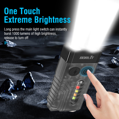 BORUiT V10L 1000LM Mini Keychain Flashlight with Red Laser Type-C Charging