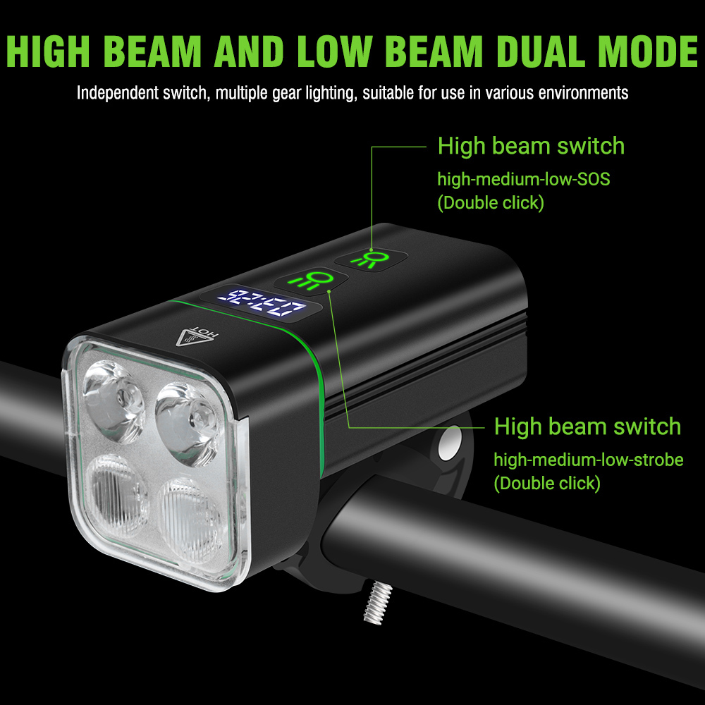 BORUiT L10 Super Bright Bike Front Light with T6 LEDs Type-C Rechargeable Bicycle Lights