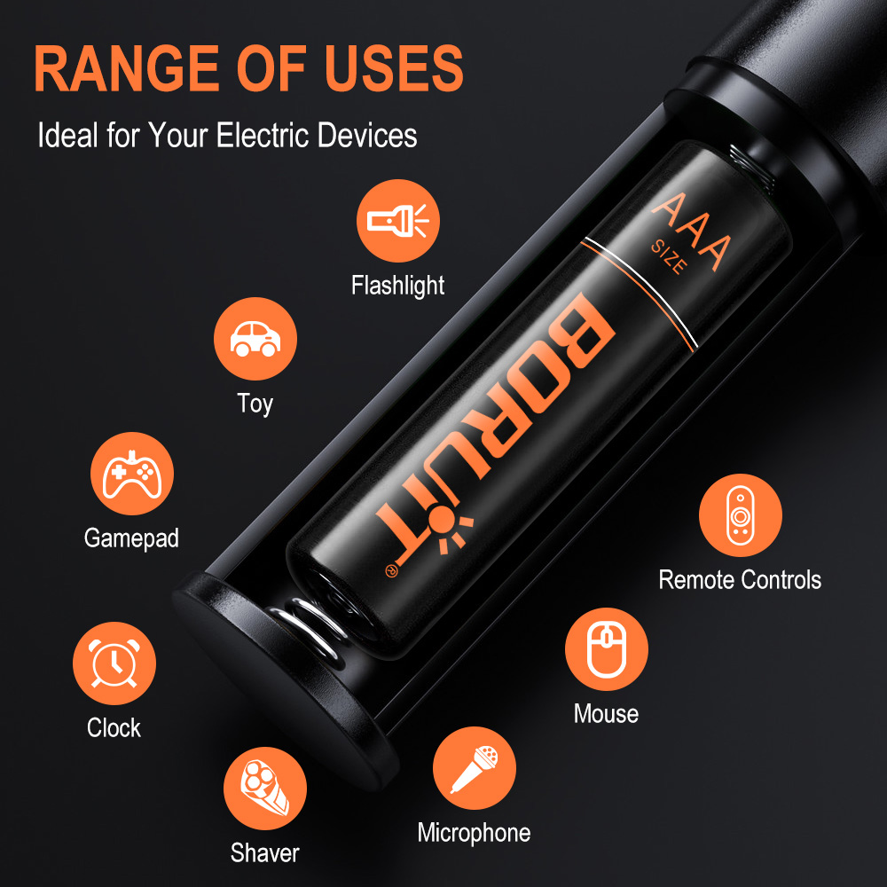 Boruit AAA Alkaline Dry Battery High Efficiency Power Output, Wide Compatibility Steel Shell