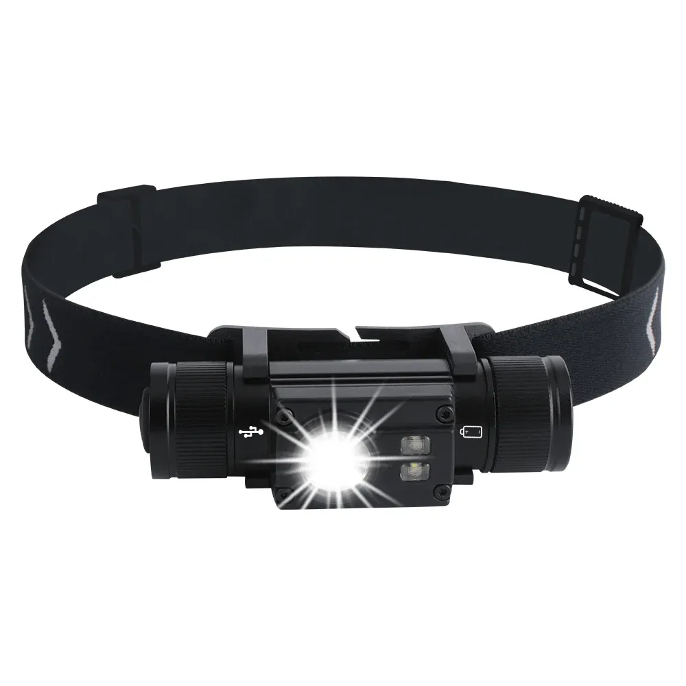 BORUiT HP500 Powerful LED Headlamp Type-C Rechargeable 18650 Headlight Waterproof Head Torch Fishing Hunting Lantern