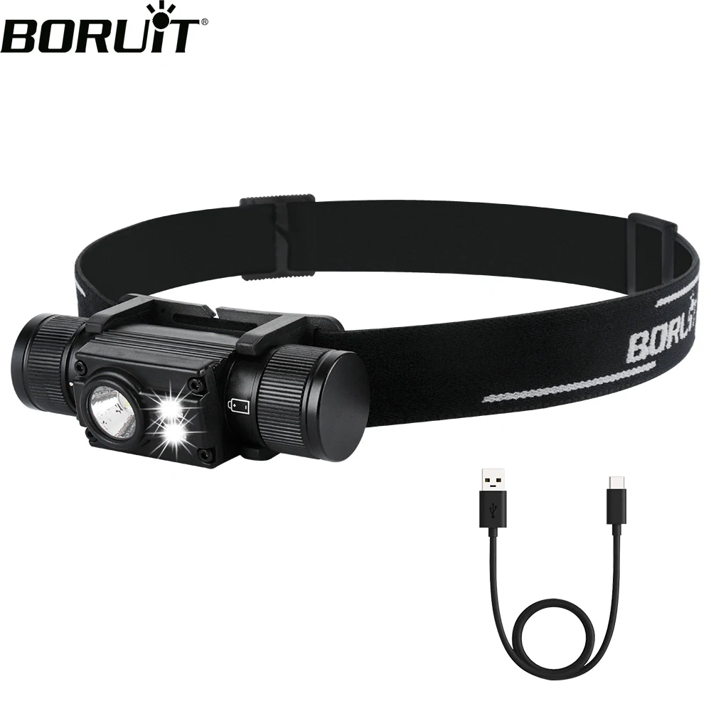 BORUiT HP500 Powerful LED Headlamp Type-C Rechargeable 18650 Headlight