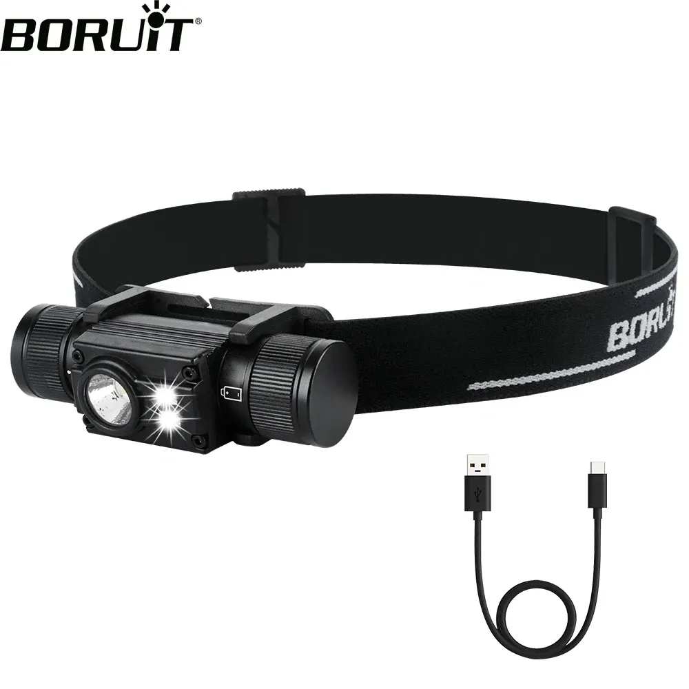 BORUiT HP500 Powerful LED Headlamp Type-C Rechargeable 18650 Headlight