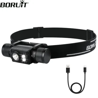 BORUiT HP500 Powerful LED Headlamp Type-C Rechargeable 18650 Headlight