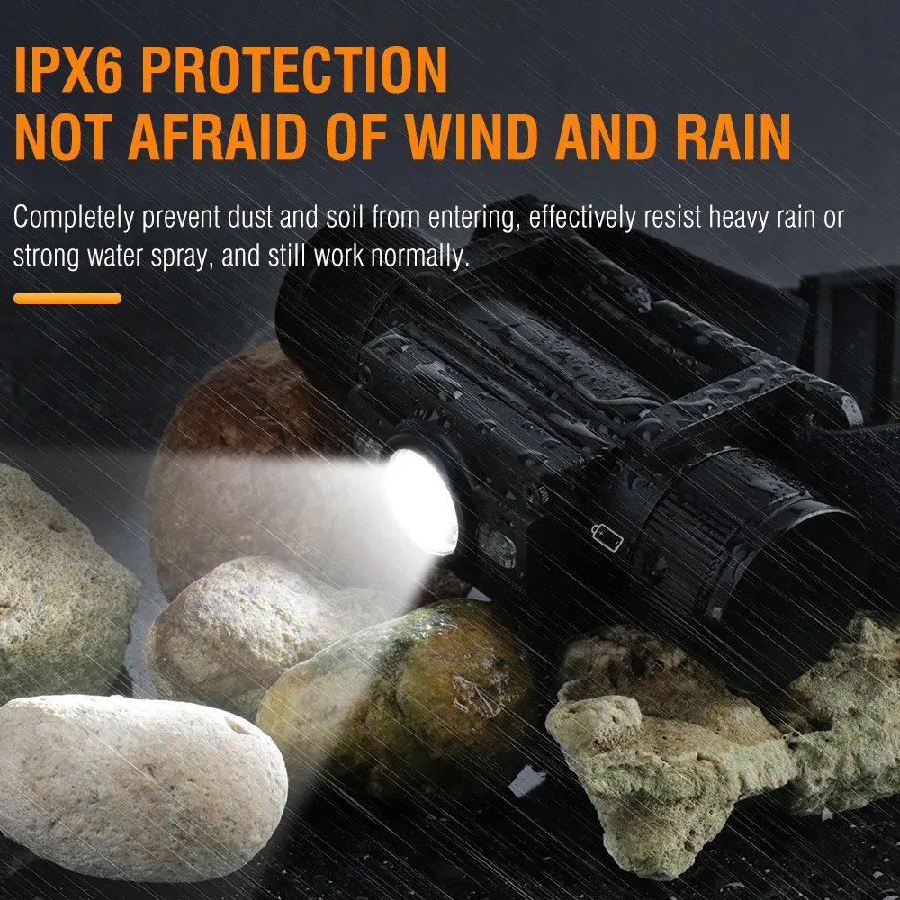 BORUiT HP300 LED Headlamp 7-Mode Powerful Headlight Type-C Rechargeable 18650 Waterproof Head Torch for Camping Hunting