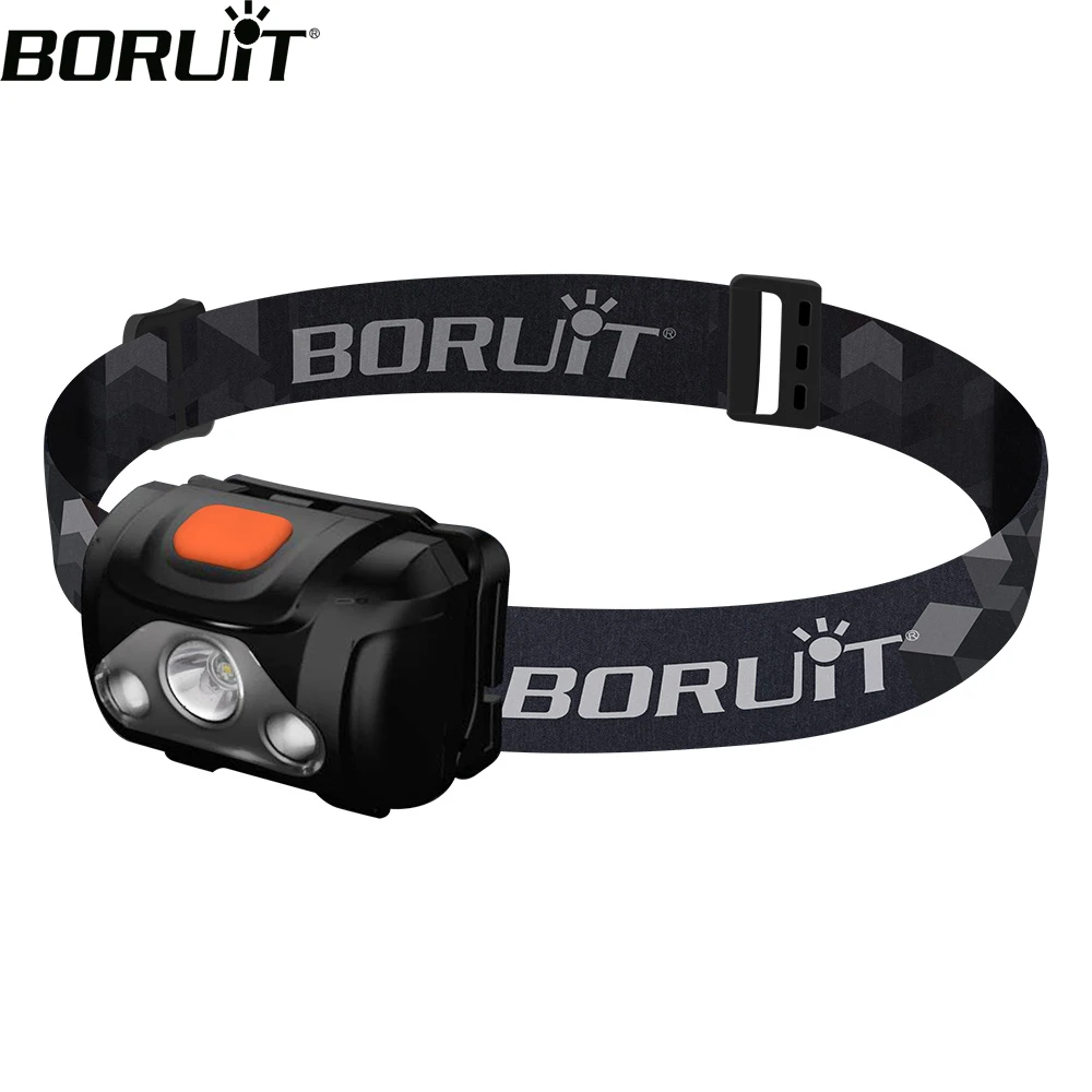 BORUiT H09 LED Mini Headlamp White Red ABS Headlight