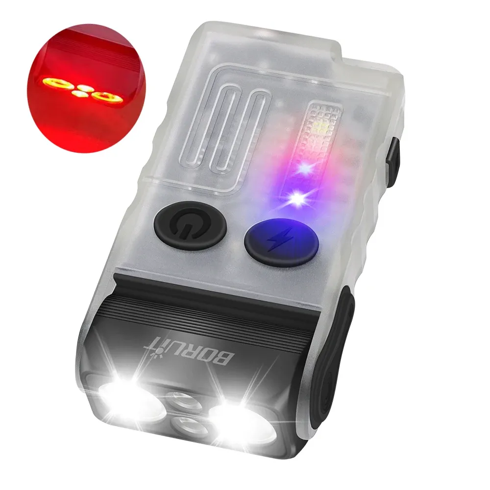 BORUiT V20 Keychain EDC LED Flashlight Head Swivels Magnet with Clip