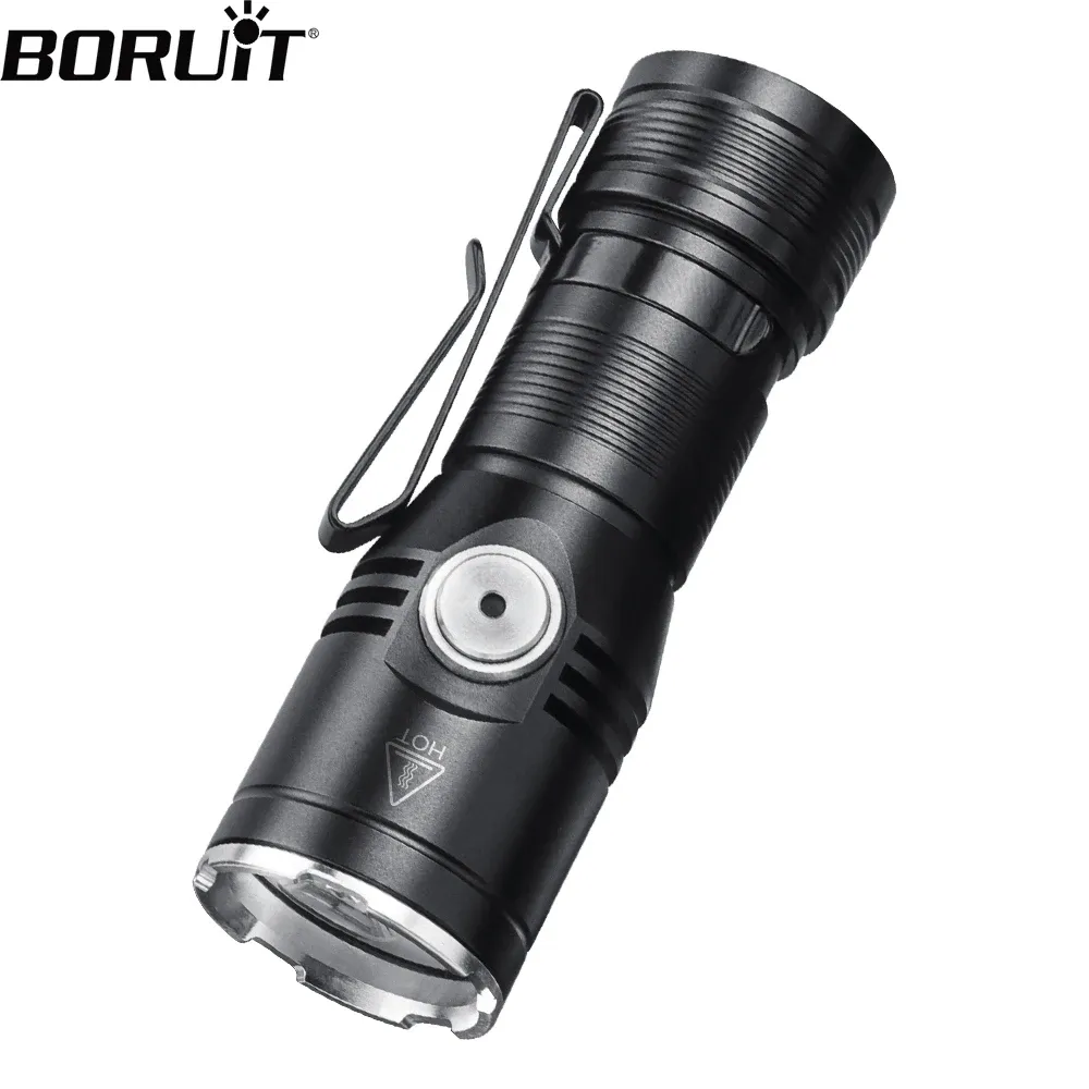 BORUiT Super Bright LED EDC Flashlight 2050LM Type-c Rechargeable Torch Tail Magnet IP67 Waterproof Emergency Camping Lantern
