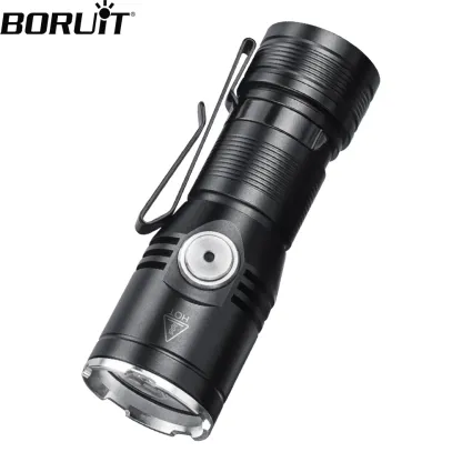BORUiT Super Bright LED EDC Flashlight 2050LM Type-c Rechargeable Torch Tail Magnet