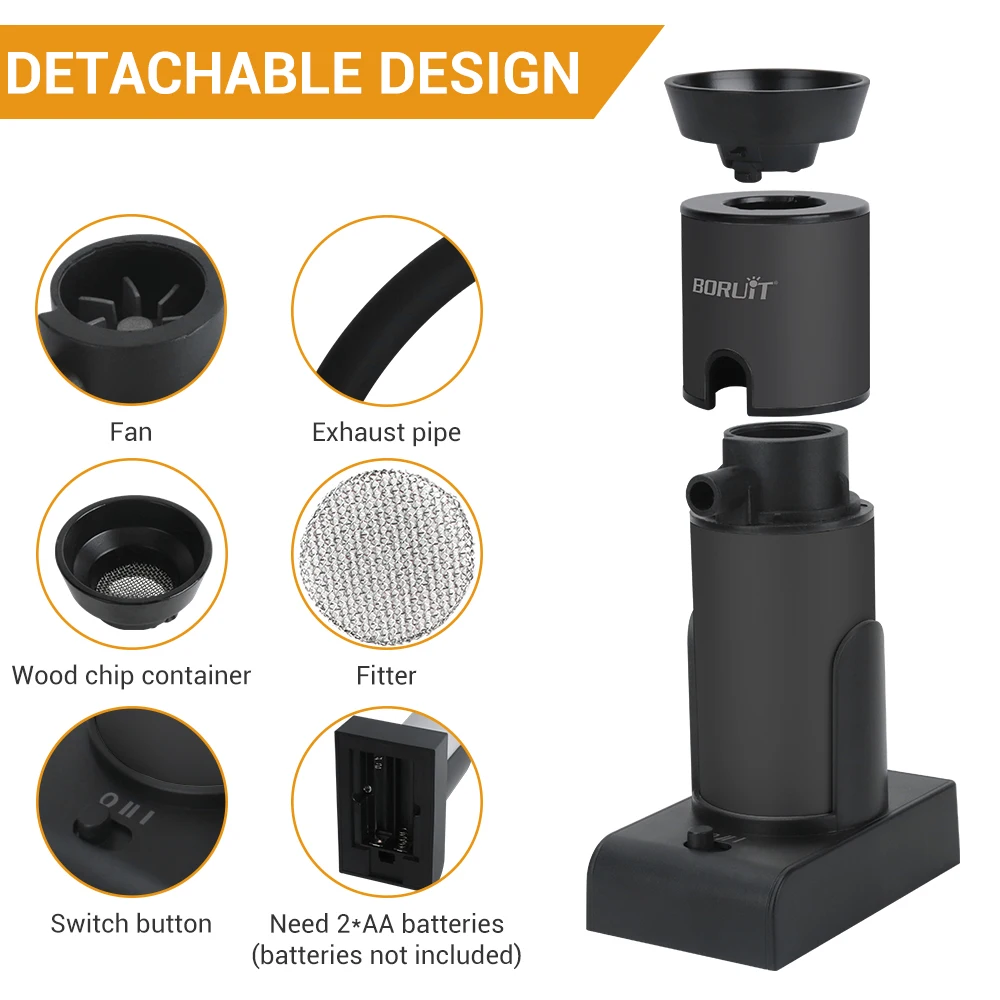 BORUiT SK303 Smoke Infuser Cuisine Molecular Machine Portable  Cold Smoke Generator BOX Meat Burn Bar Cooking BBQ Smoking Gun
