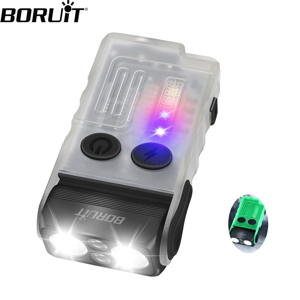 BORUiT V20 Keychain EDC LED Flashlight Head Swivels Magnet with Clip