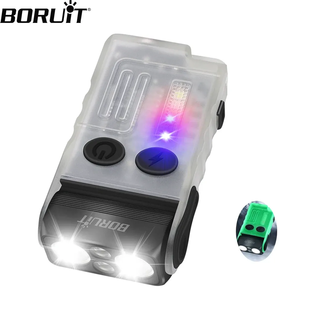 BORUiT V20 Keychain EDC LED Flashlight Head Swivels Magnet with Clip