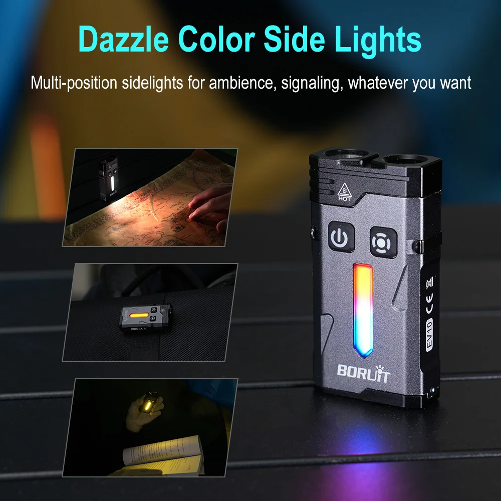 BORUiT EV10 LED Keychain EDC Flashlight Magnet Work Light