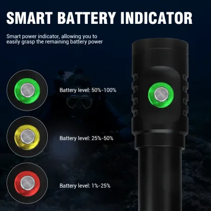 BORUiT M54 LED Scuba Diving Flashlight Super Bright 1000LM IPX8 Waterproof Dive Torch Underwater 80M