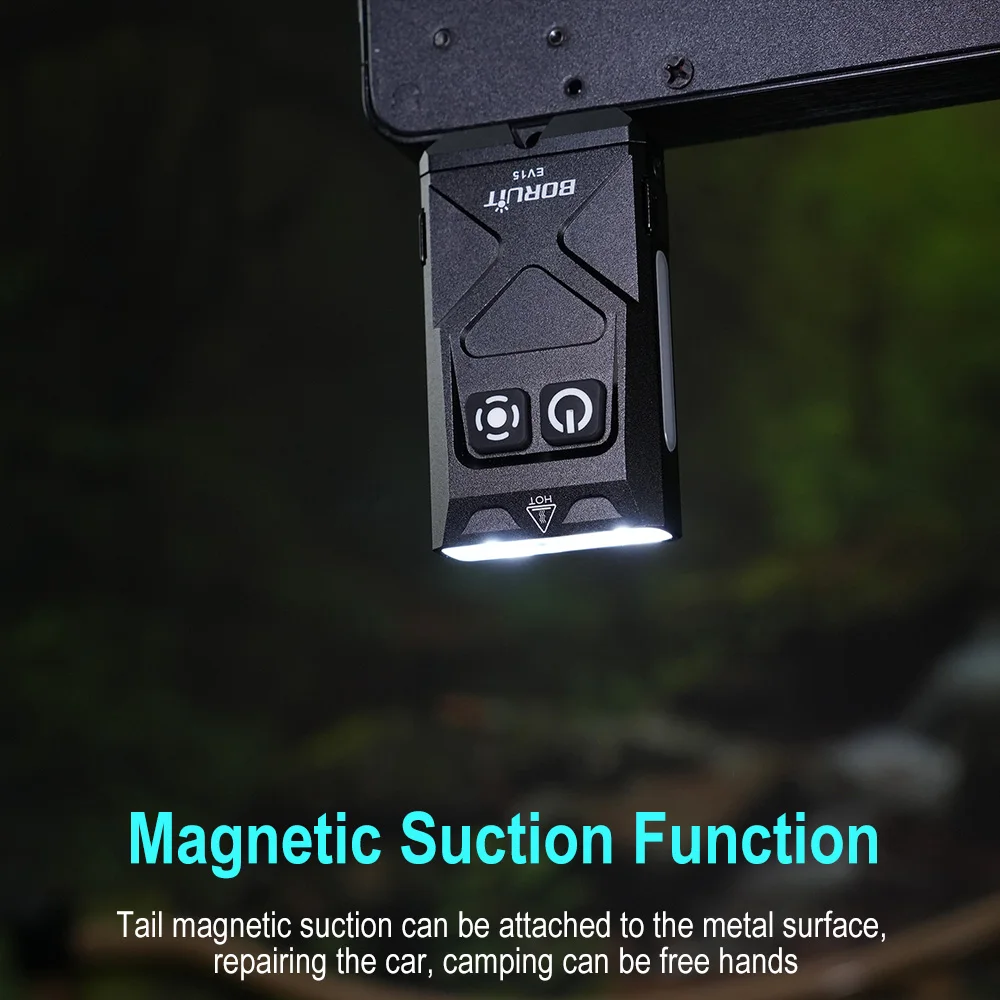 BORUiT EV15 LED UV EDC Flashlight Magnet Keychain Work Light