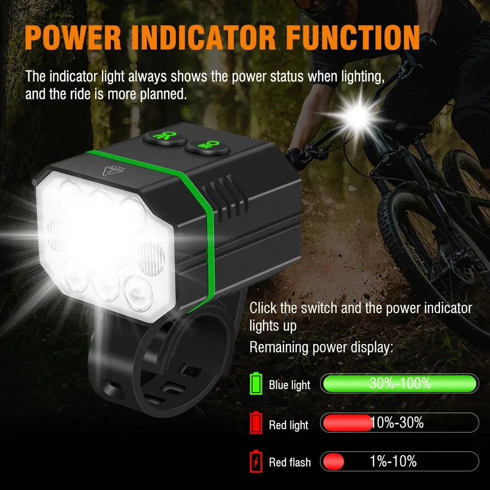 BORUiT L7 Bike Light 10 LED 1100 Lumen Type-C Rechargeable Bicycle Front Light