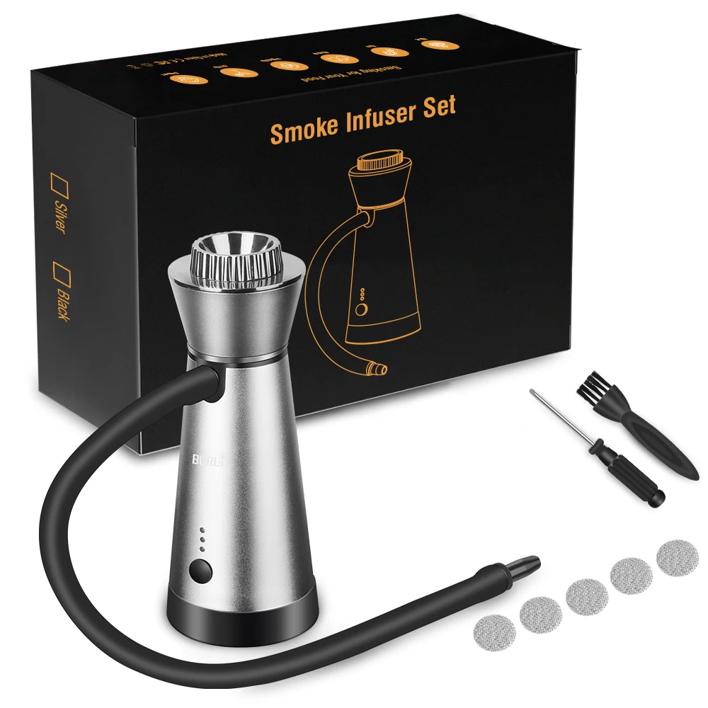 BORUiT SK301B Smoke Infuser Cuisine Portable Molecular Machine Bar Cold Smoke Generator Meat Burn Cooking Smoking Gun for BBQ