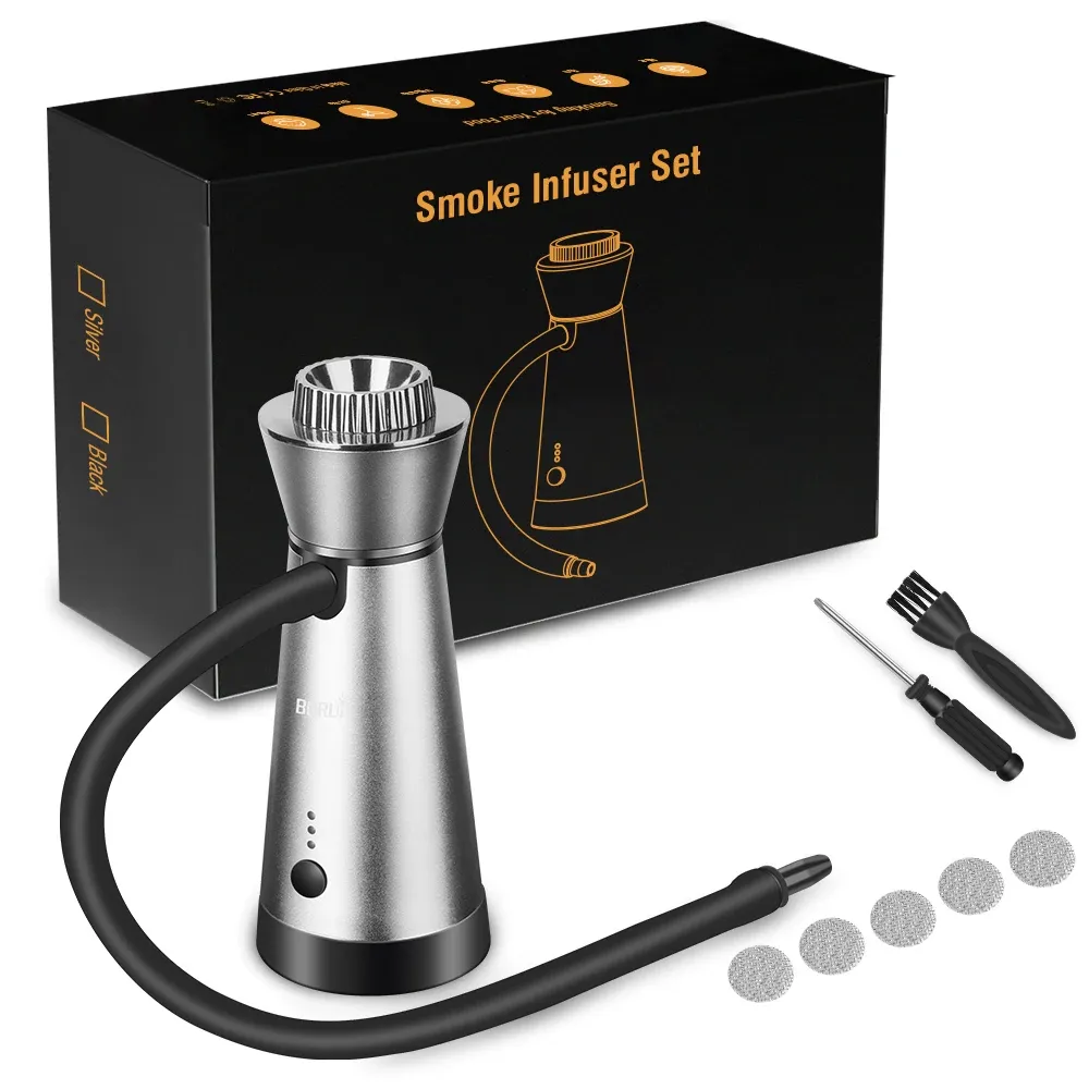 BORUiT SK301B Smoke Infuser Cuisine Portable Molecular Machine Bar Cold Smoke Generator Meat Burn Cooking Smoking Gun for BBQ