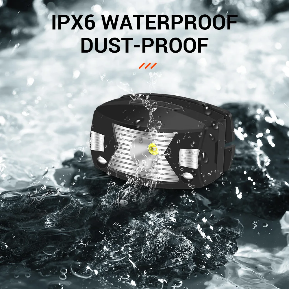 BORUiT G7 LED Motion Sensor Mini Headlamp Red Warning Light Head Torch