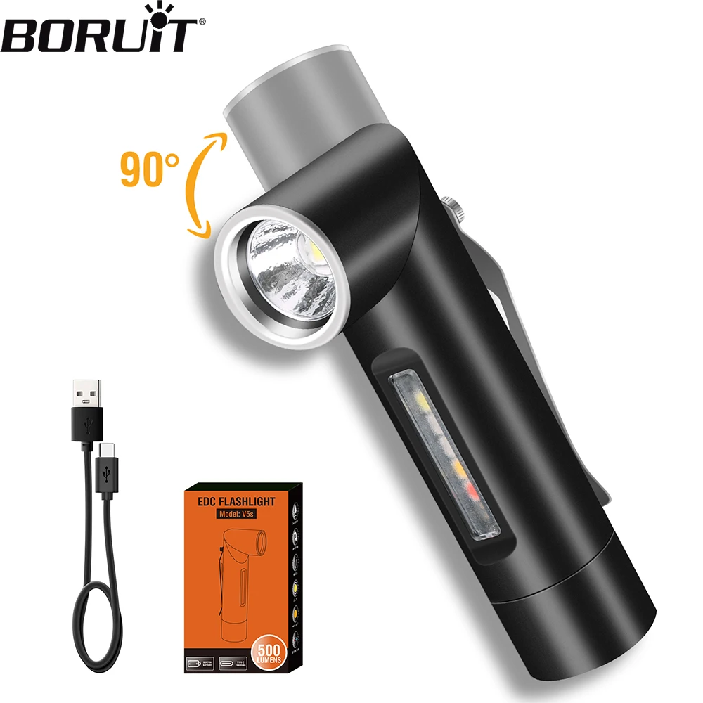 BORUiT V5S Super Bright LED Variable EDC Flashlight Type-C Rechargeable Torch