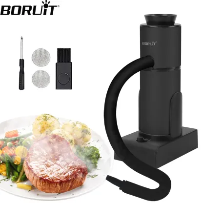 BORUiT SK303 Smoke Infuser Cuisine Molecular Machine Portable  Cold Smoke Generator BOX Meat Burn Bar Cooking BBQ Smoking Gun
