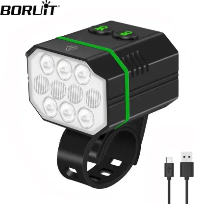 BORUiT L7 Bike Light 10 LED 1100 Lumen Type-C Rechargeable Bicycle Front Light