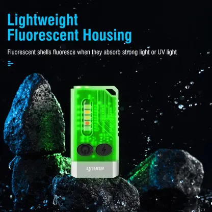 BORUiT V10 LED Keychain EDC Flashlight with Magnet 80DB Buzzer 365nm UV Pocket Lantern