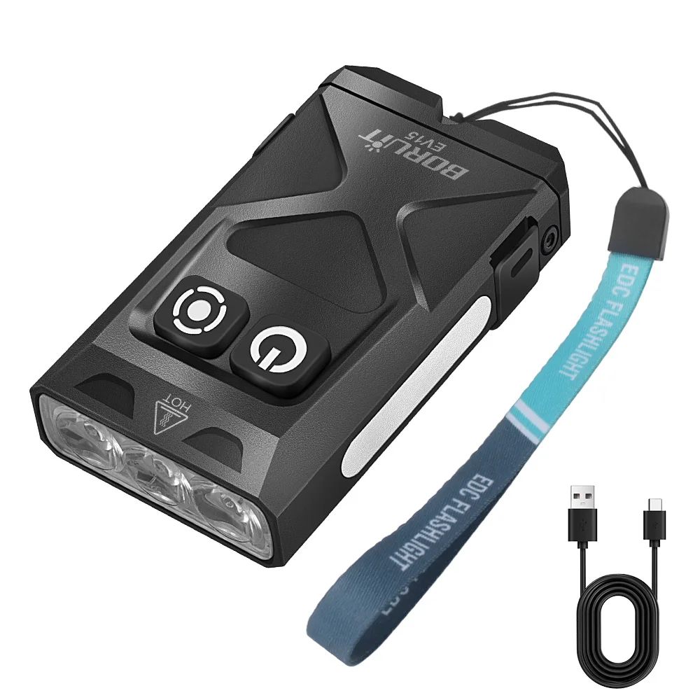 BORUiT EV15 LED UV EDC Flashlight Magnet Keychain Work Light