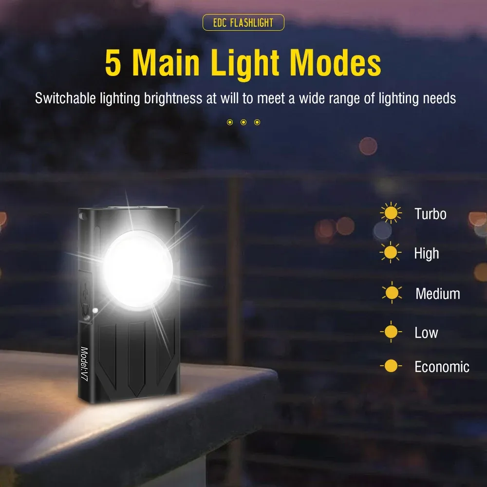 BORUiT V7 Keychain UV LED EDC Flashlight with Magnet Clip