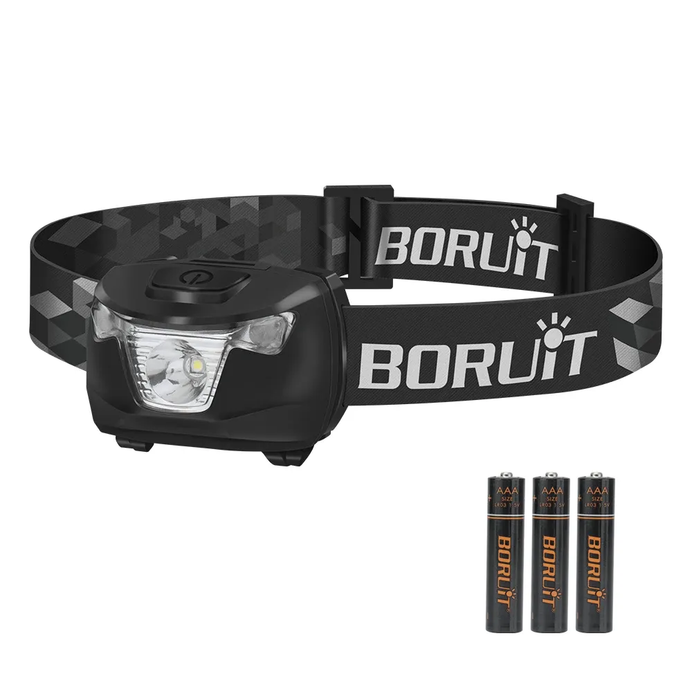 BORUiT BR03 Mini LED Headlamp 4-Mode Headlight Powered AAA Battery Head Torch Waterproof Camping Fishig Lantern