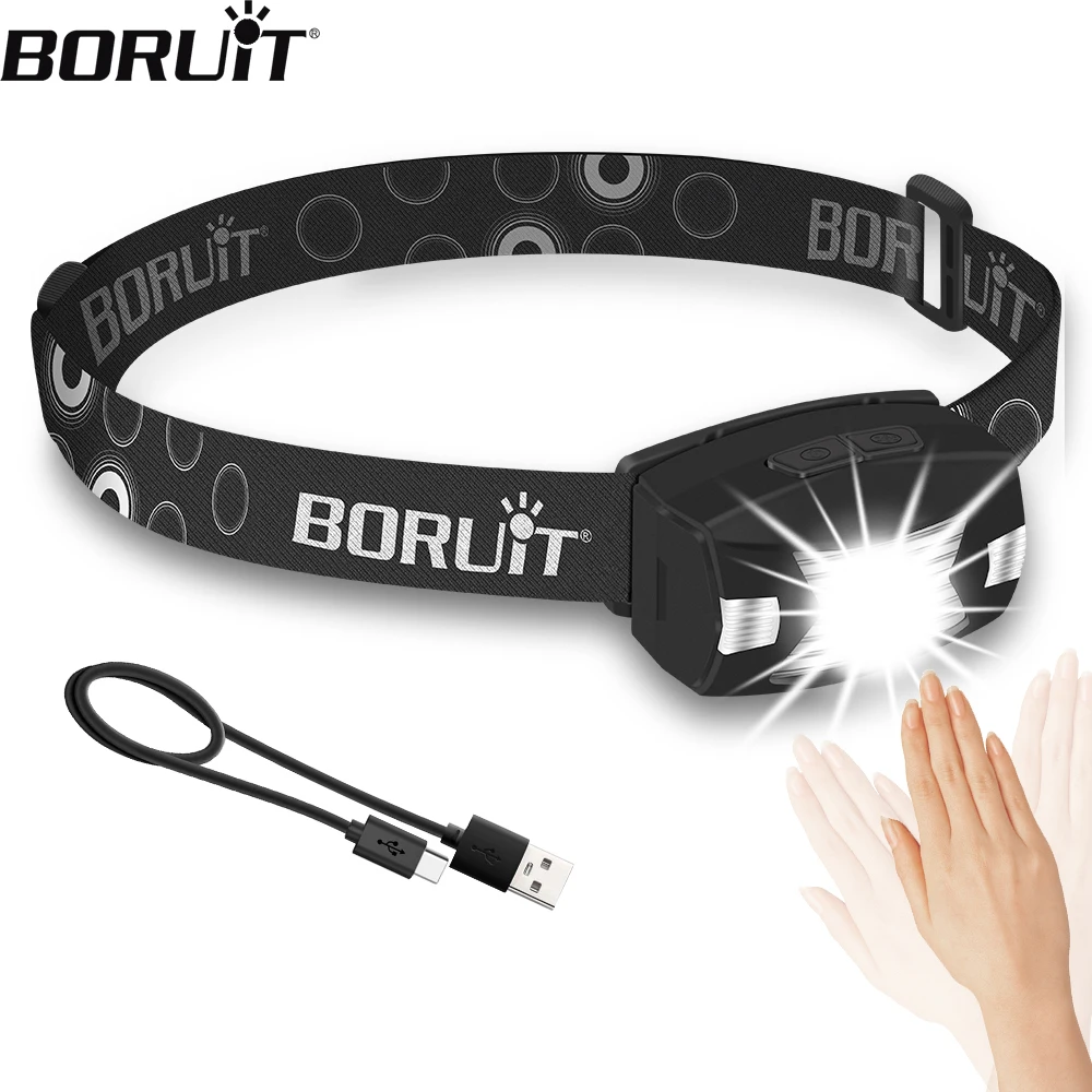 BORUiT G7 LED Motion Sensor Mini Headlamp Red Warning Light Head Torch