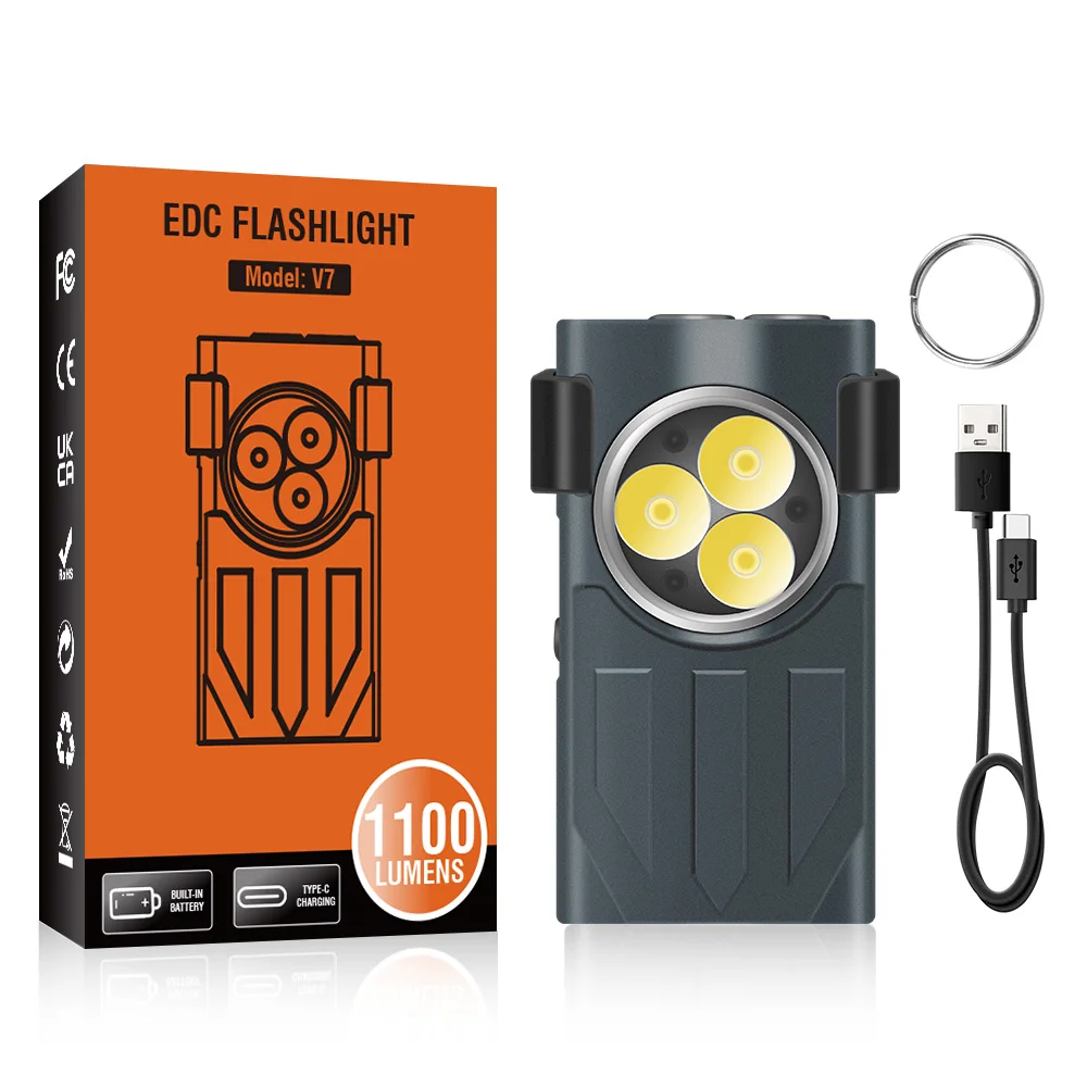 BORUiT V7 Keychain UV LED EDC Flashlight with Magnet Clip