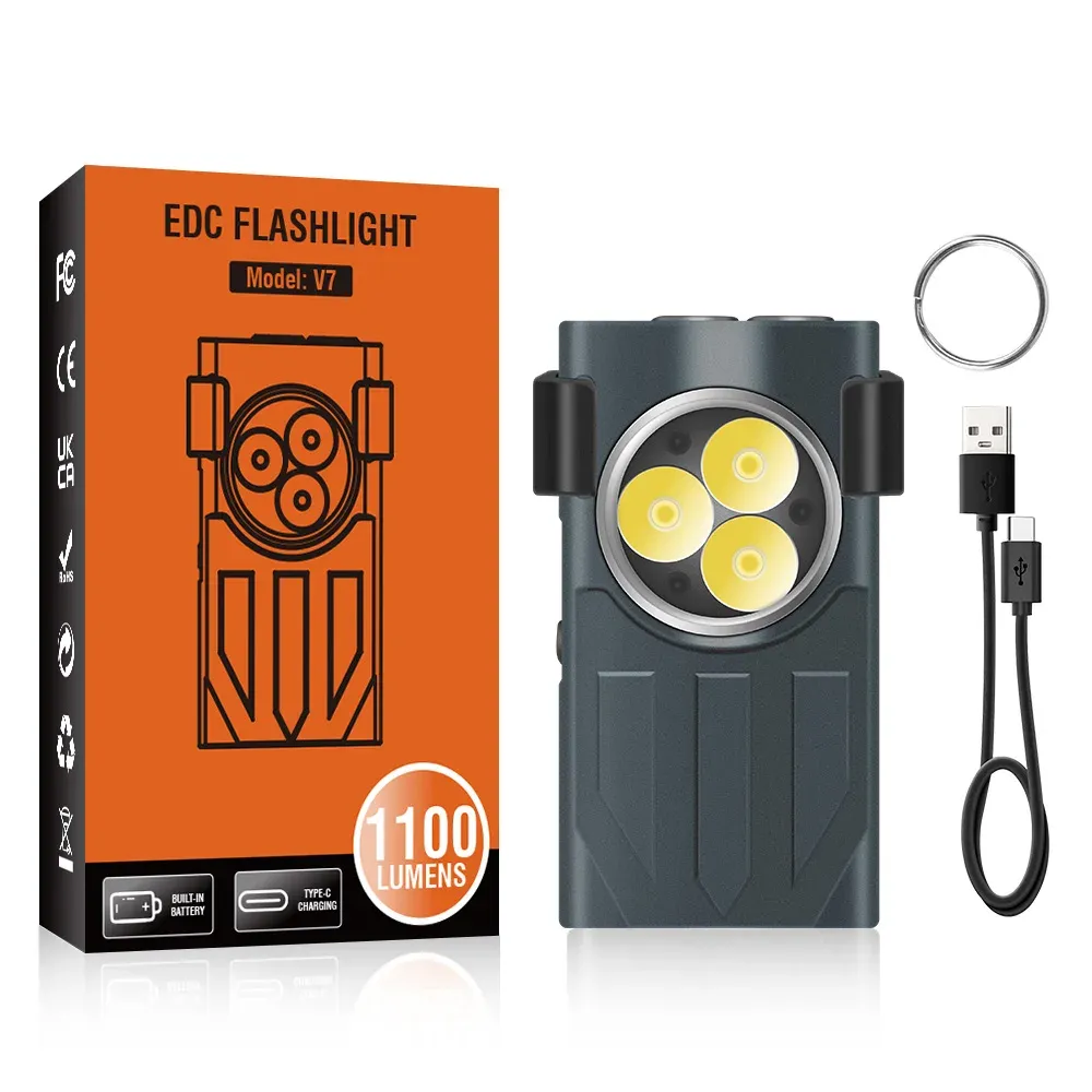 BORUiT V7 Keychain UV LED EDC Flashlight with Magnet Clip