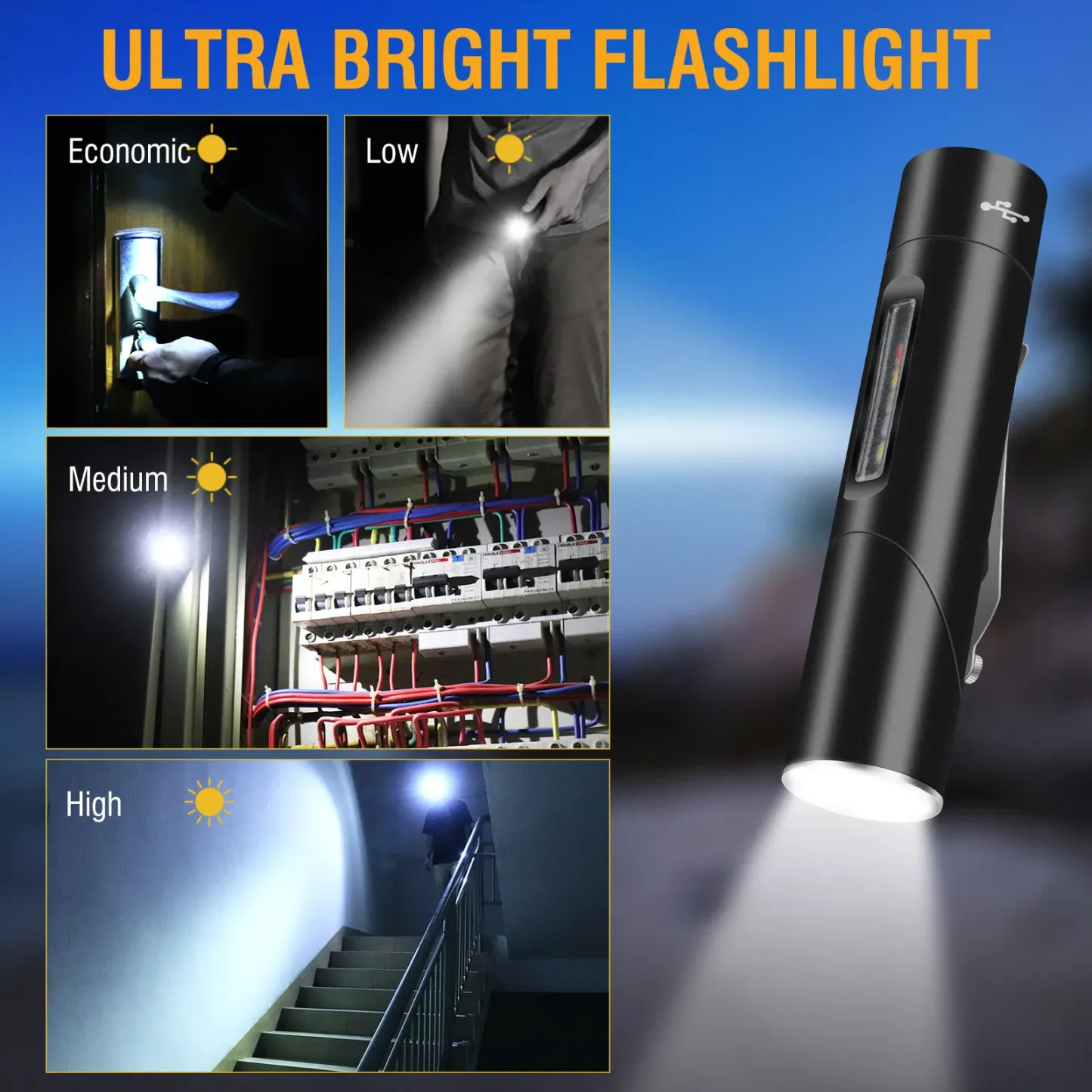 BORUiT V5S Super Bright LED Variable EDC Flashlight Type-C Rechargeable Torch
