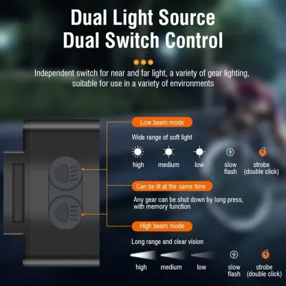 BORUiT L12 bike light 8 LED Bicycle Front Light TYPE-C Rechargeable Bike Light MTB Bicycle Head Lights Waterproof Cycling Lamp for Night Riding