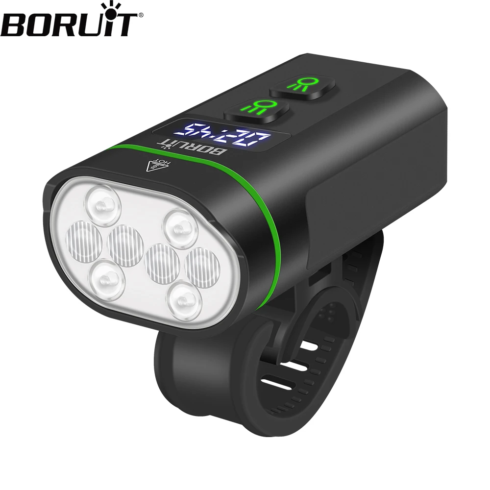 BORUiT L14 Super Bright Bike Front Light 8 LED Type-C Rechargeable Bicycle Lights Waterproof Cycling Headlight for Night Riding