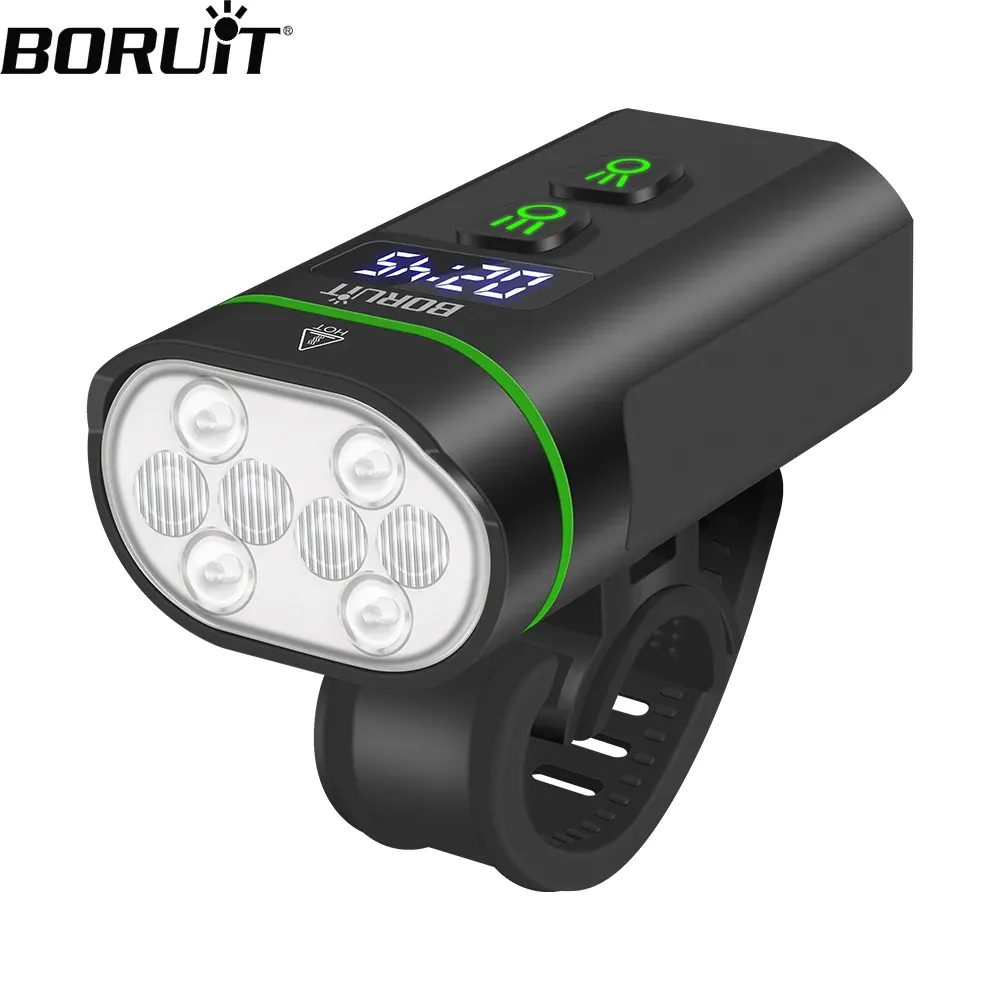 BORUiT L14 Super Bright Bike Front Light 8 LED Type-C Rechargeable Bicycle Lights Waterproof Cycling Headlight for Night Riding