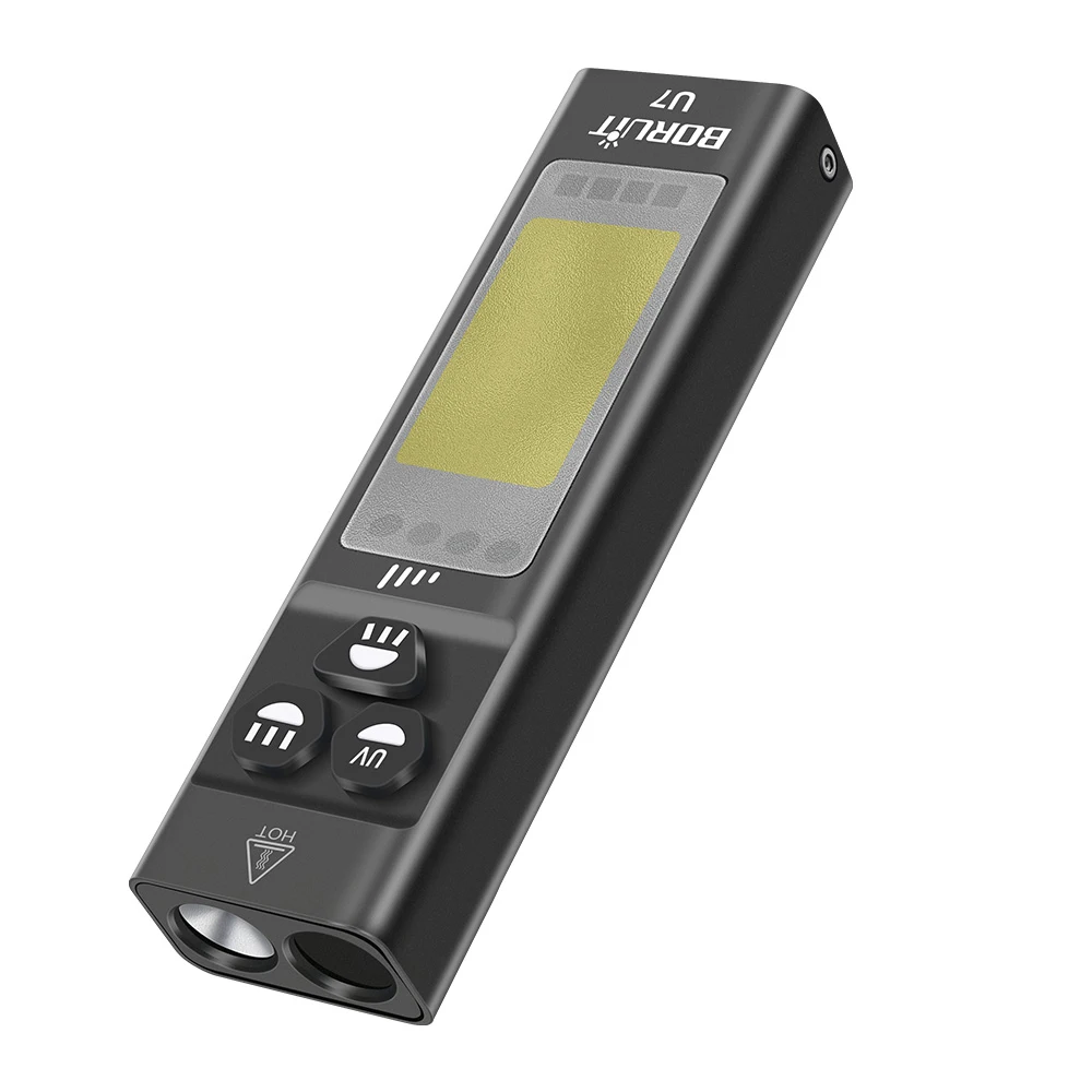 BORUiT U7 EDC UV LED Flashlight Max.1100LM Type-C Rechargeable Work Light USB-C Power Bank Camping Pocket Lantern with Magnet